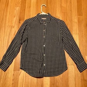 Everlane Shrunken cotton shirt, navy mini check, 6